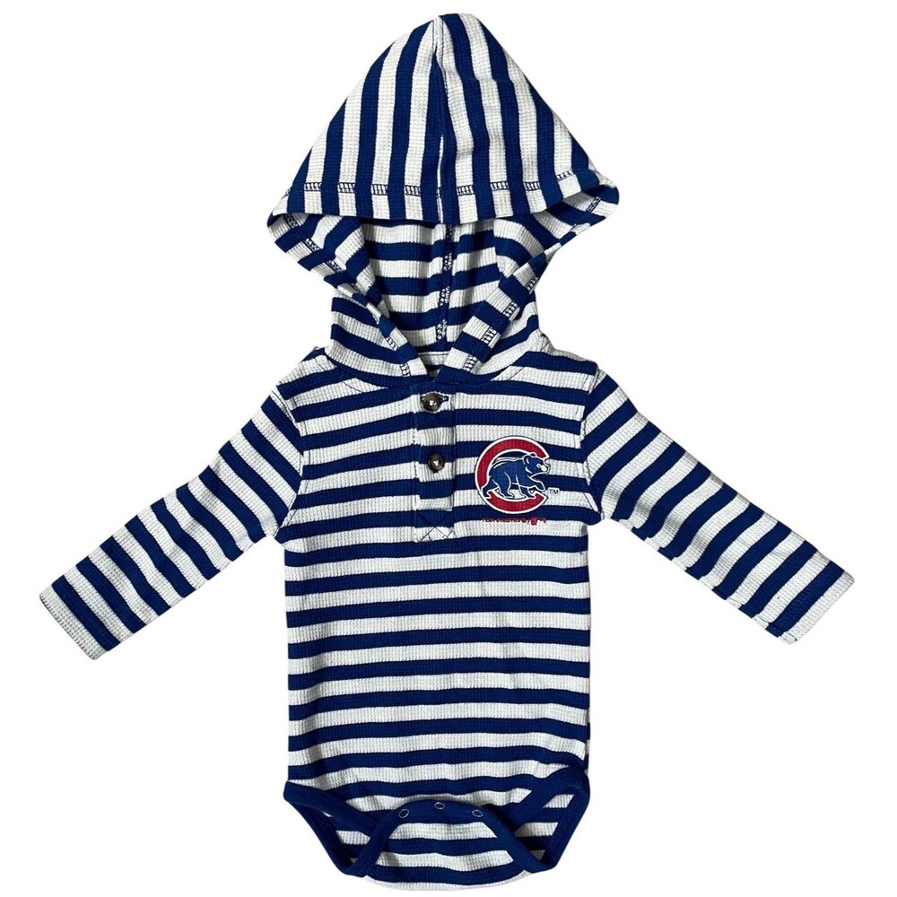 Genuine Merchandise Chicago Cubs 3/6 Blue Striped Hooded Henley